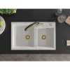 Mexen Tomas, 2-komorový granitový drez 800x500x190 mm  a kuchynská batéria Duo, biela, 6516-20-671701-57-G