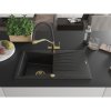 Mexen Cesar, 1-komorový granitový drez 775x470x190 mm a drezová batéria Duo, čierna, 6514-77-671701-57-G