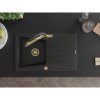 Mexen Cesar, 1-komorový granitový drez 775x470x190 mm a drezová batéria Duo, čierna, 6514-77-671701-57-G