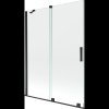 Mexen Velar, 2-krídlová posuvná vaňová zástena 130 x 150 cm, 8mm číre sklo, čierna matná, 896-130-000-01-70