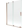 Mexen Velar, 2-krídlová posuvná vaňová zástena 130 x 150 cm, 8mm číre sklo, ružové zlato, 896-130-000-01-60