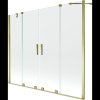 Mexen Velar Duo, 2-krídlová posuvná vaňová zástena 180 x 150 cm, 8mm číre sklo, zlatý lesklý profil, 896-180-000-02-50
