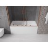 Mexen Velar Duo, 2-krídlová posuvná vaňová zástena 160 x 150 cm, 8mm číre sklo, medený matný profil, 896-160-000-02-65