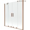 Mexen Velar Duo, 2-krídlová posuvná vaňová zástena 160 x 150 cm, 8mm číre sklo, medený matný profil, 896-160-000-02-65