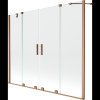 Mexen Velar Duo, 2-krídlová posuvná vaňová zástena 200 x 150 cm, 8mm číre sklo, medený matný profil, 896-200-000-02-65