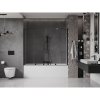 Mexen Velar Duo, 2-krídlová posuvná vaňová zástena 200 x 150 cm, 8mm číre sklo, čierny matný profil, 896-200-000-02-70