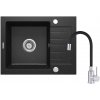 Deante Zorba, 1-komorový granitový drez 580x440x164 mm a flexibilná drezová batéria Luno, grafitová, DEA-ZQZC211A