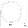 Mexen Oro, okrúhle LED podsvietené kúpeľňové zrkadlo 60 cm, 6000K, vykurovacia podložka proti zahmlievaniu, 9824-060-060-611-00