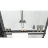 Rea Aero, sprchová zástena typu Walk-In 100cm, 8mm číre sklo, čierny profil + polica a vešiak EVO, KPL-K0596
