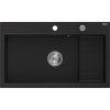 Mexen Omar, 1-komorový granitový drez 800x480x210 mm, čierny, chrómový sifón, 6520801005-77