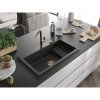 Mexen Omar, 1-komorový granitový drez 800x480x210 mm, čierna-zlatá metalíza, zlatý sifón, 6520801005-75-G