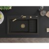 Mexen Omar, 1-komorový granitový drez 800x480x210 mm, čierna-zlatá metalíza, zlatý sifón, 6520801005-75-G
