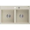 Mexen Hektor, 2-komorový granitový drez 800x480x205 mm, béžová, chrómový sifón, 6521802000-69