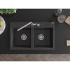 Mexen Hektor, 2-komorový granitový drez 800x480x205 mm, čierna škvrnitá, chrómový sifón, 6521802000-76