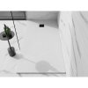 Mexen Stone+, obdĺžniková vanička z minerálneho kompozitu 200 x 90 cm, biela, čierna krytka, 44109020-B