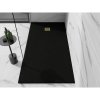 Mexen Stone+, obdĺžniková vanička z minerálneho kompozitu 180 x 90 cm, čierna, zlatá lesklá krytka, 44709018-G