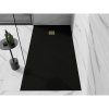 Mexen Stone+, obdĺžniková vanička z minerálneho kompozitu 180 x 90 cm, čierna, zlatá lesklá krytka, 44709018-G