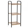 Erga Oscar, kovový kúpeľňový trojpolicový regál na postavenie 31x26x74 cm, čierna-prírodná hnedá, ERG-YKA-P.OSCAR