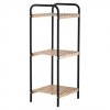 Erga Oscar, kovový kúpeľňový trojpolicový regál na postavenie 31x26x74 cm, čierna-prírodná hnedá, ERG-YKA-P.OSCAR
