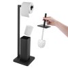 Erga Marko, stojan na toaletný papier a toaletnú kefu 20x20x65 cm, čierna matná, ERG-YKA-PD.MARKO-BLK