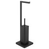 Erga Marko, stojan na toaletný papier a toaletnú kefu 20x20x65 cm, čierna matná, ERG-YKA-PD.MARKO-BLK