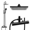 Erga Flova, sprchová súprava s pákovou batériou a dažďovou hlavicou 20x20cm, čierna matná, ERG-YKA-BP.FLOVA 20 BLK