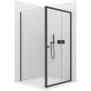 Cerano Varone, sprchovací kút s posuvnými dverami 130(dvere) x 80 (stena) x 195 cm, 6mm číre sklo, čierny profil, CER-CER-DY505B-13080