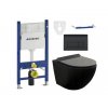 Závesný set GEBERIT Duofix Basic+ WC LENA Rimless 48 x 36 cm + pomaly padajúca doska Slim, čierna, 3322XX85+39010185
