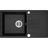 Laveo Celia, 1-komorový granitový drez 760x440x185 mm s dlhým odkvapkávačom, čierna škvrnitá, LAV-SBC_711T