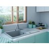 Laveo Celia, 1-komorový granitový drez 760x440x185 mm s dlhým odkvapkávačom, šedá, LAV-SBC_511T