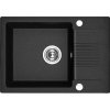 Laveo Celia, 1-komorový granitový drez 650x440x185 mm s krátkym odkvapkávačom, čierna, LAV-SBC_713T