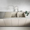 Laveo Megalo, 2-komorový granitový drez 1160x500x185 mm s dlhým odkvapávačom, béžová, LAV-SBE_421T