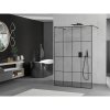Mexen Kioto, sprchová zástena Walk-In 150 x 200 cm, 8mm sklo čierny vzor, čierny profil, 800-150-002-70-77