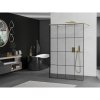 Mexen Kioto, sprchová zástena Walk-In 140 x 200 cm, 8mm sklo čierny vzor, zlatý matný profil, 800-140-002-55-77