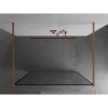 Mexen Kioto, sprchová zástena Walk-In 160 x 200 cm, 8mm sklo čierny vzor, medený matný profil, 800-160-002-65-70