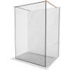 Mexen Kioto, sprchová zástena Walk-In 160 x 200 cm, 8mm sklo čierny vzor, medený matný profil, 800-160-002-65-70