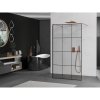 Mexen Kioto, sprchová zástena Walk-In 110 x 200 cm, 8mm sklo čierny vzor, medený matný profil, 800-110-002-65-77