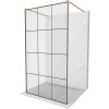 Mexen Kioto, sprchová zástena Walk-In 110 x 200 cm, 8mm sklo čierny vzor, medený matný profil, 800-110-002-65-77