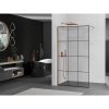 Mexen Kioto, sprchová zástena Walk-In 110 x 200 cm, 8mm číre sklo čierny vzor, medený matný profil, 800-110-101-65-77
