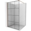 Mexen Kioto, sprchová zástena Walk-In 110 x 200 cm, 8mm číre sklo čierny vzor, medený matný profil, 800-110-101-65-77