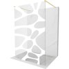 Mexen Kioto, sprchová zástena Walk-In 110 x 200 cm, 8mm číre sklo biely vzor, zlatý matný profil, 800-110-002-55-97