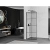 Mexen Kioto L, sprchová zástena Walk-In 90 x 200 cm, 8mm číre sklo čierny vzor, grafitový profil, 800-090-103-95-77