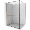 Mexen Kioto+, sprchová zástena Walk-In s poličkou a vešiakom 80 x 200 cm, 8mm číre sklo čierny vzor, medený matný profil, 800-080-121-65-70
