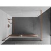 Mexen Kioto+, sprchová zástena Walk-In s poličkou a vešiakom 90 x 200 cm, 8mm číre sklo-námraza, medený matný profil, 800-090-121-65-35