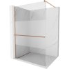 Mexen Kioto+, sprchová zástena Walk-In s poličkou a vešiakom 90 x 200 cm, 8mm číre sklo-námraza, medený matný profil, 800-090-121-65-35