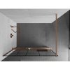 Mexen Kioto+, sprchová zástena Walk-In s poličkou a vešiakom 100 x 200 cm, 8mm číre sklo čierny vzor, medený matný profil, 800-100-121-65-78