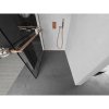 Mexen Kioto+, sprchová zástena Walk-In s poličkou a vešiakom 100 x 200 cm, 8mm číre sklo čierny vzor, medený matný profil, 800-100-121-65-78
