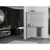Mexen Kioto+ L, sprchová zástena Walk-In s poličkou a vešiakom 60 x 200 cm, 8mm číre sklo, čierny profil, 800-060-123-70-00