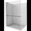 Mexen Kioto+ L, sprchová zástena Walk-In s poličkou a vešiakom 100 x 200 cm, 8mm číre sklo, grafitový profil, 800-100-123-95-00