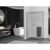 Mexen Kioto+ L, sprchová zástena Walk-In s poličkou a vešiakom 120 x 200 cm, 8mm číre sklo čierny vzor, biely profil, 800-120-123-20-70